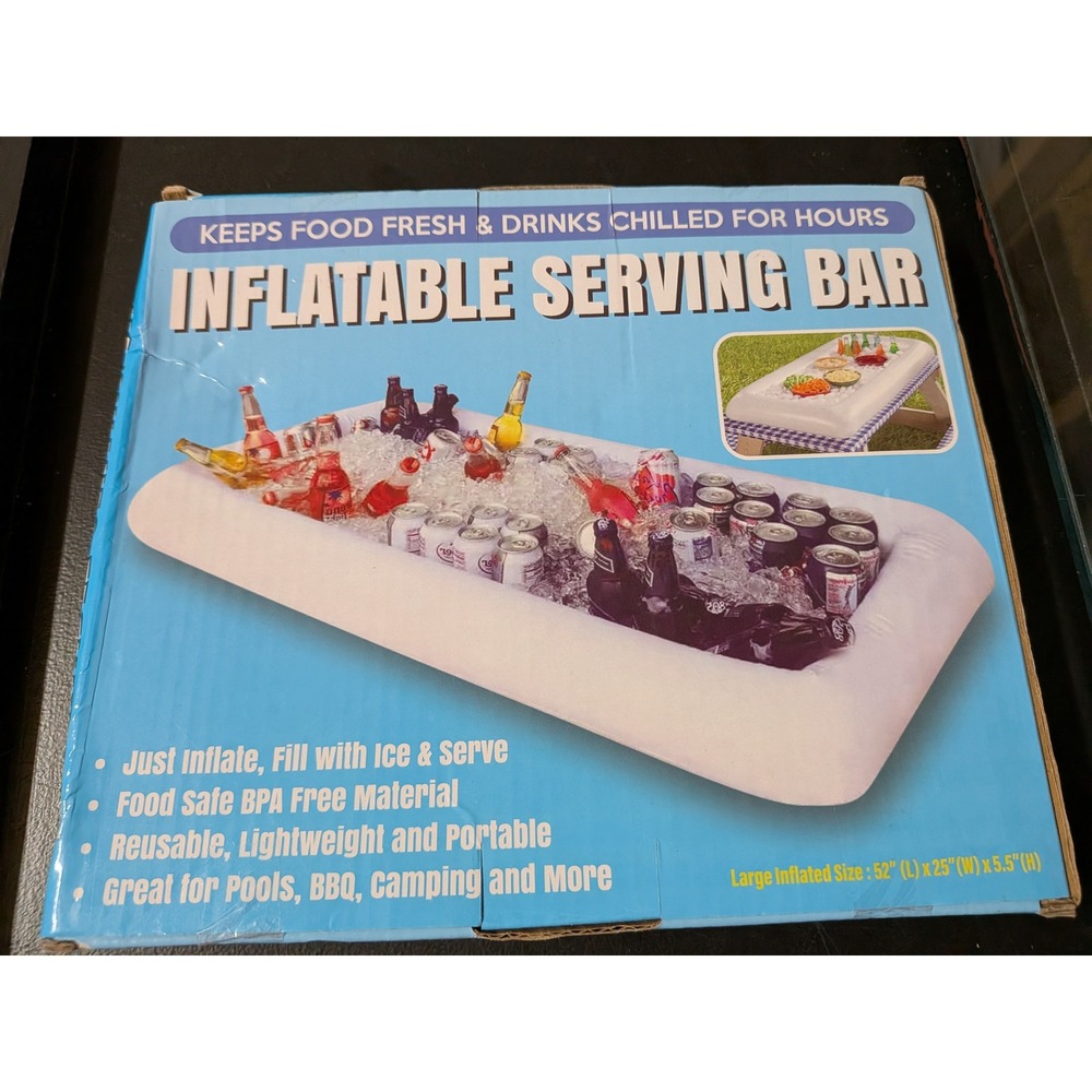 Inflatable Serving Bar Buffet Cooler White 52in Large Portable Ice Tray BBQ Pool